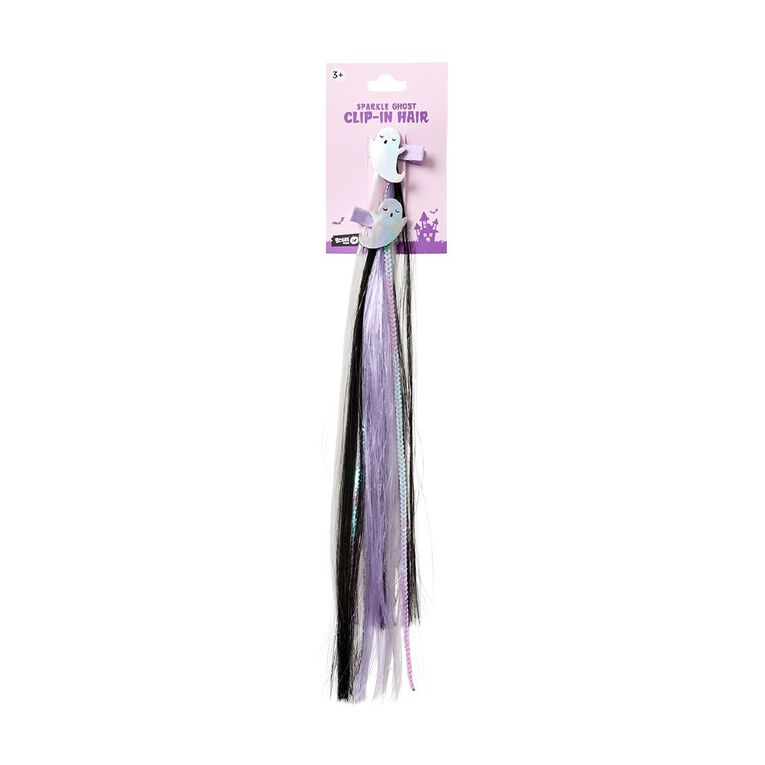 Scarehouse Sparkle Ghost Clip-In Hair 2 Pack Purple Mid, , hi-res