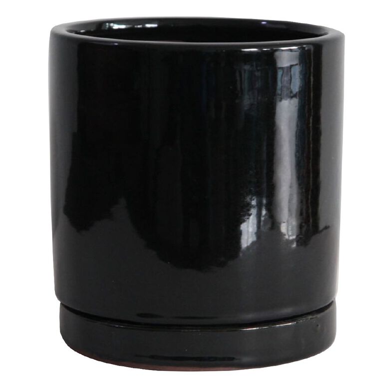 Northcote Pottery Charlotte Cylinder and Saucer 16cm Black, , hi-res