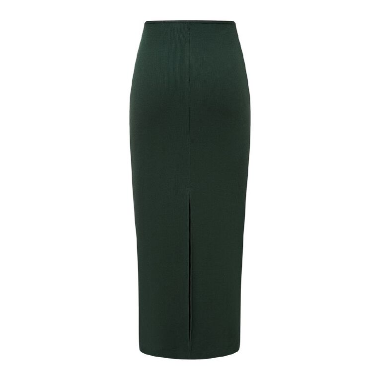 H&H Women's Rib Knit Maxi Skirt, Green Dark, hi-res