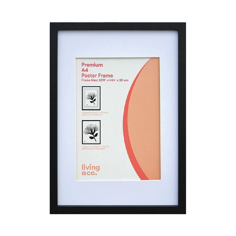 Living & Co Premium Poster Frame Black A1, Black, hi-res