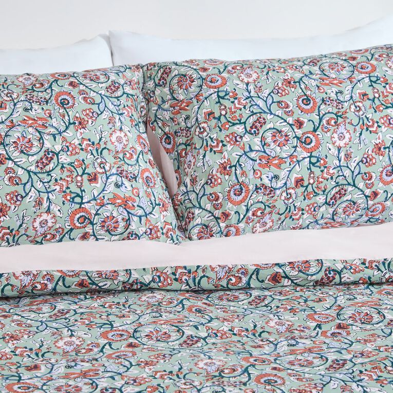 Living & Co Cotton Duvet Cover Set Floral Multi-Coloured King, , hi-res