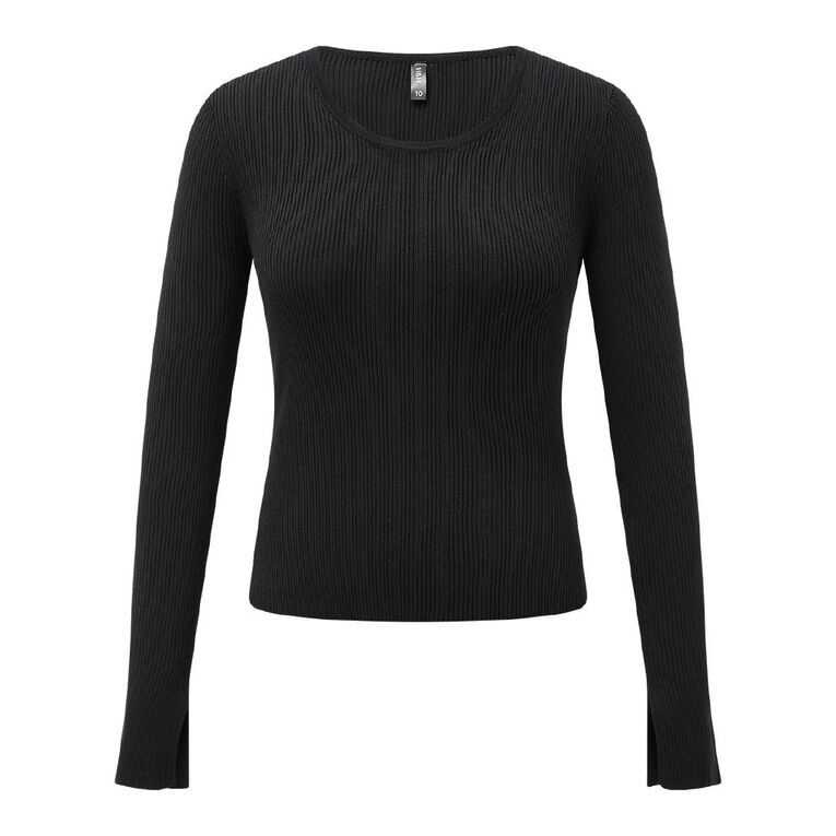 H&H Women's True Knit Scoop Neck, Black, hi-res