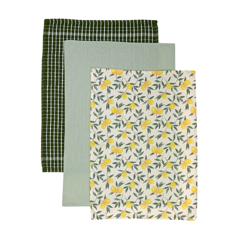 Living & Co Tea Towels 3 Pack Assorted, , hi-res