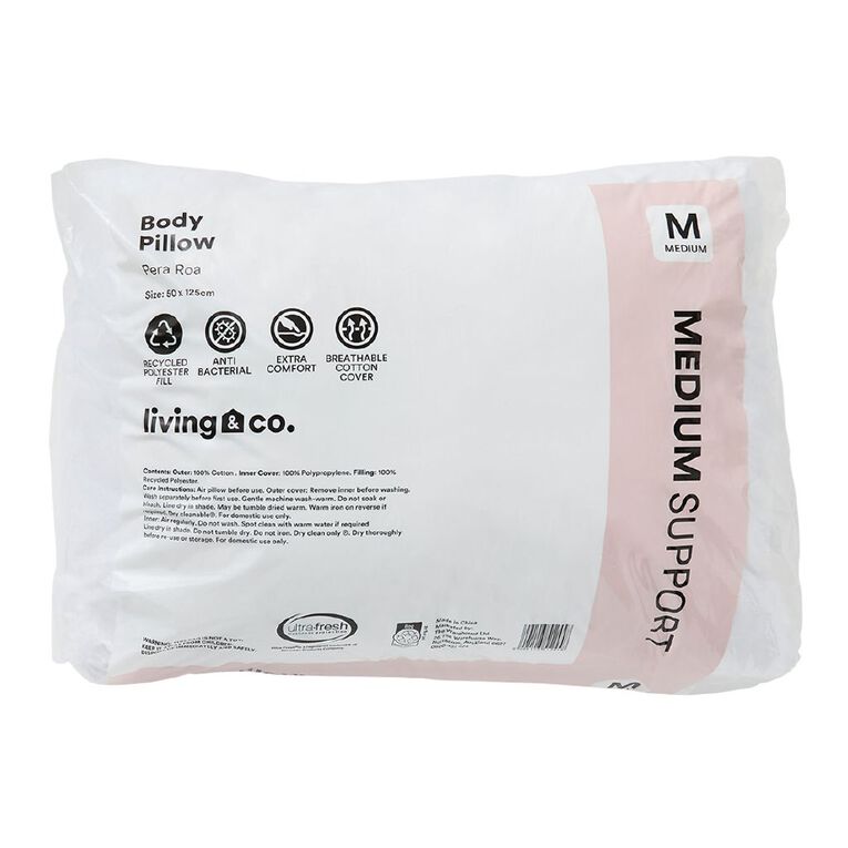 Living & Co Body Pillow White 50cm, , hi-res