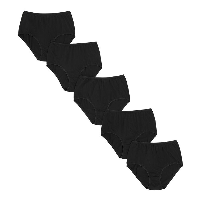 H&H Women's Cotton Full Briefs 5 Pack, Black, hi-res