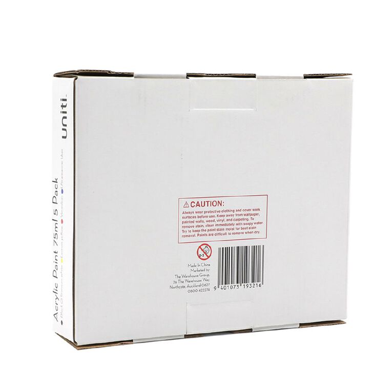 Uniti Acrylic Paint 75ml Basics 5 Pack, , hi-res