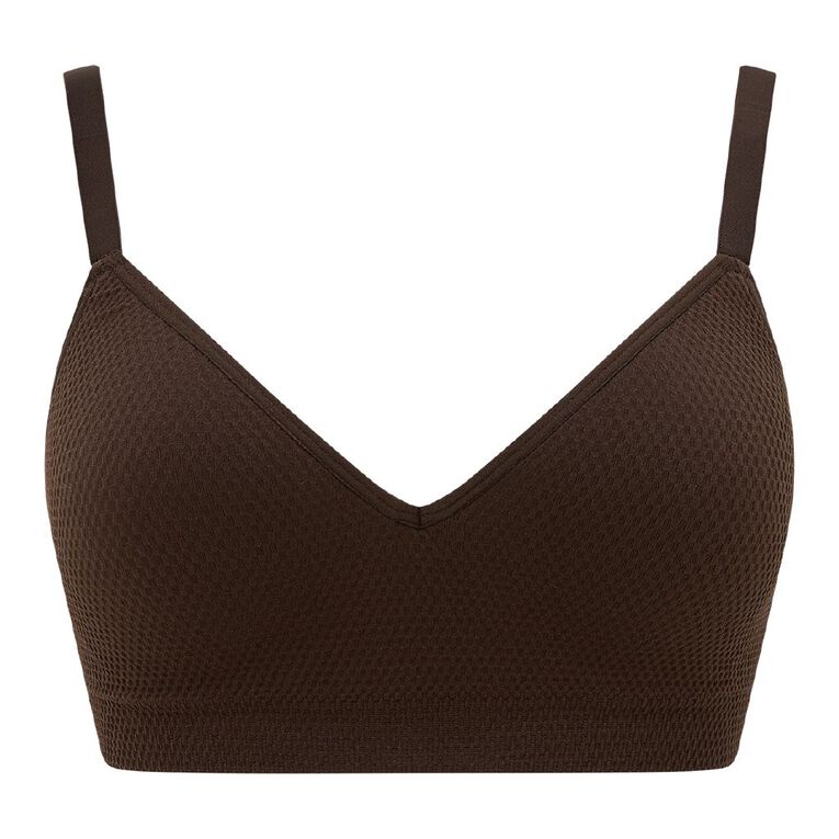 H&H Women's Waffle Moulded Bra, Brown Dark, hi-res