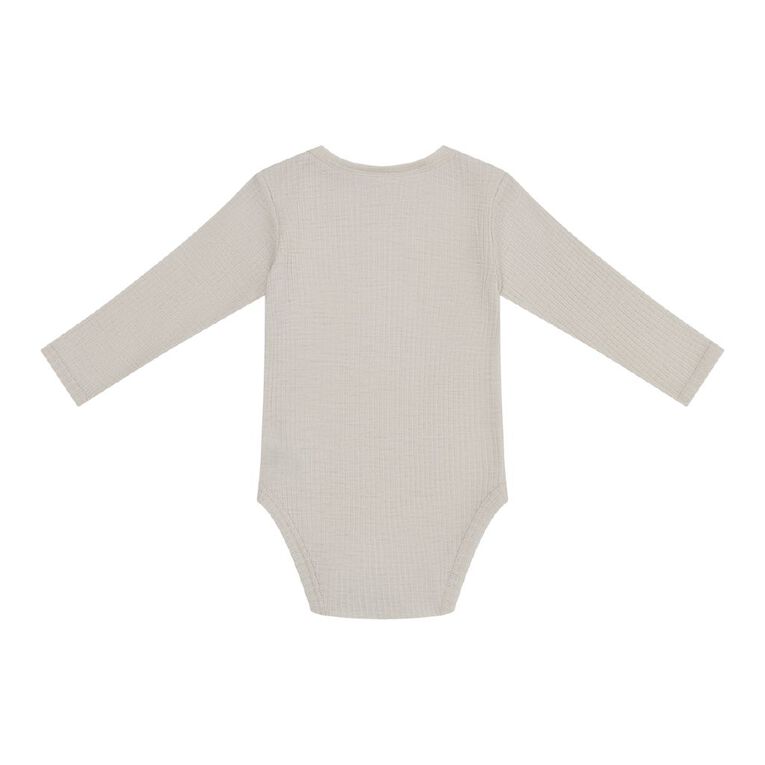 Young Original Babys' Merino Rib Bodysuit, Brown Light, hi-res