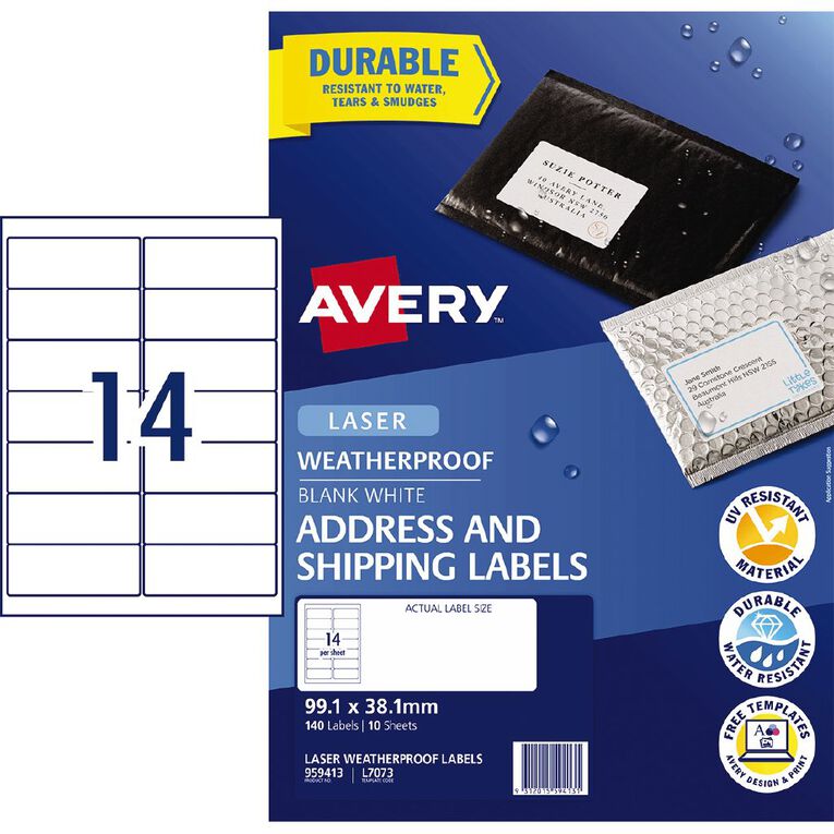 Avery Weather Proof 140 Address Labels 99.1mm x 38.1mm, , hi-res