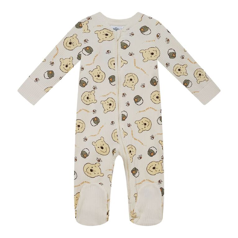 Winnie the Pooh Babies' 2 Way Zip All in One, Cream, hi-res
