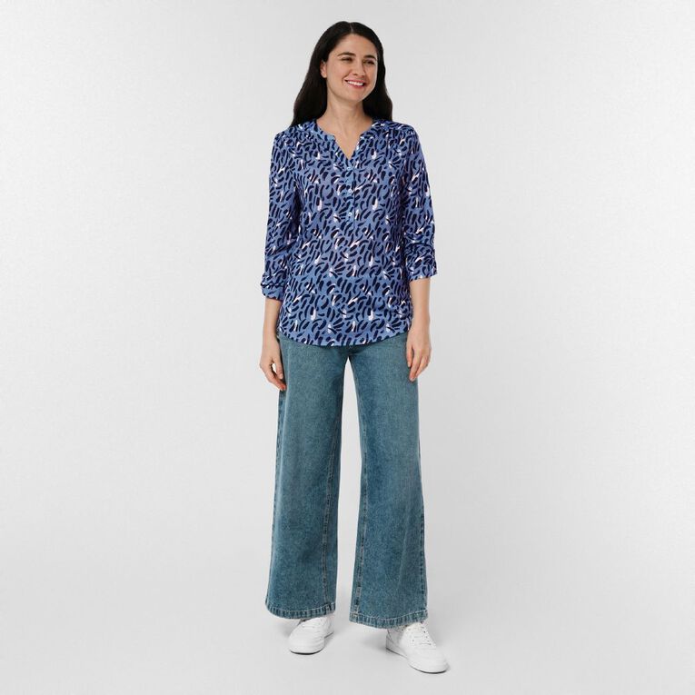 H&H Women's PB Henley, Blue Mid, hi-res