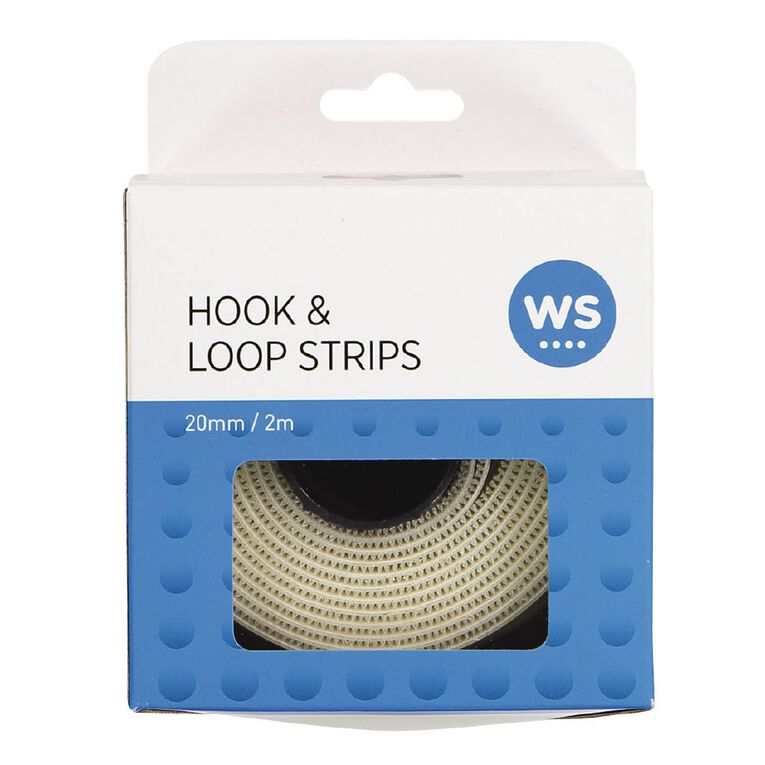 WS Hook & Loop Strip 20mm x 2m White, , hi-res
