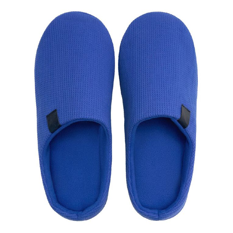 H&H Men's Waffle Scuff Slippers, Blue Dark, hi-res