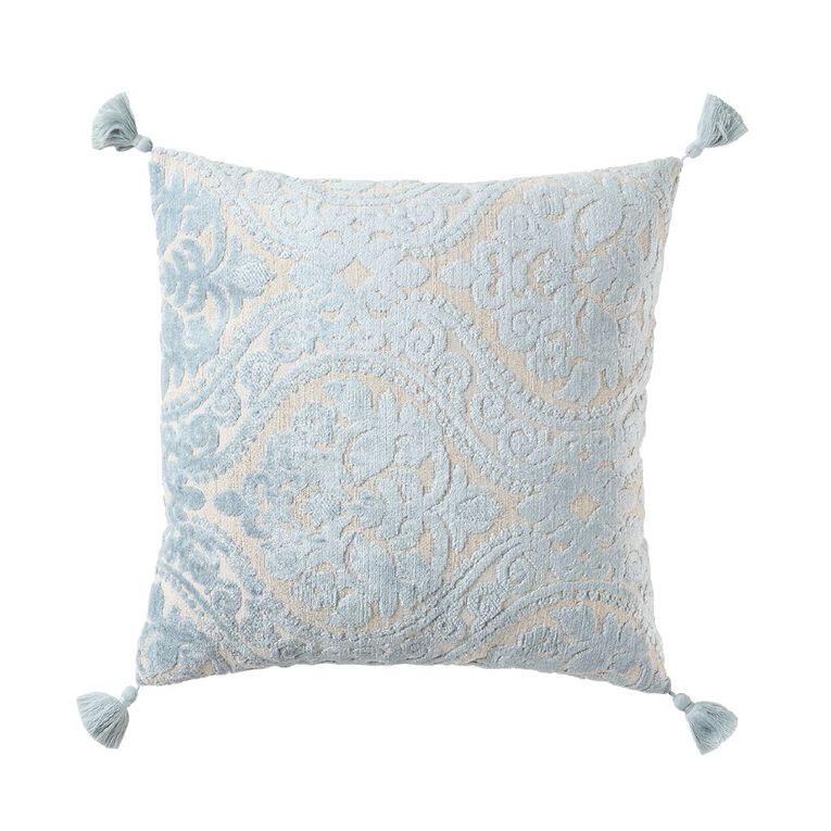 Living & Co Cushion Damask Blue Light 45cm x 45cm, , hi-res