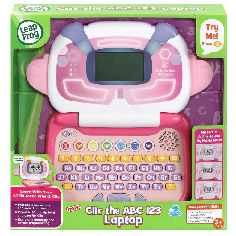 Leap Frog Clic ABC 123 Laptop Pink, , hi-res