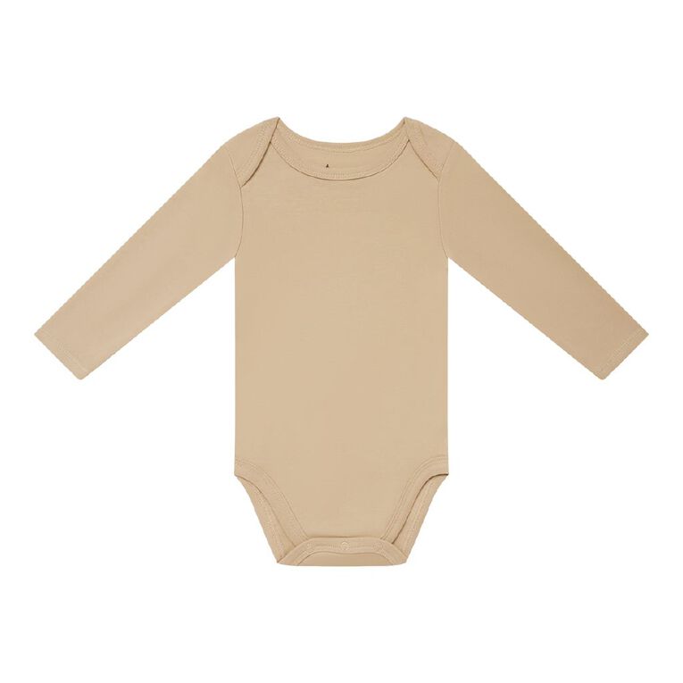 Young Original Babys' Long Sleeve Printed Bodysuit 3 Pack, Brown Dark, hi-res
