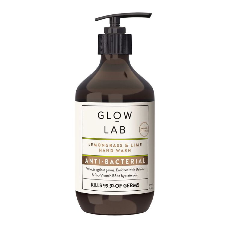 Glow Lab Antibacterial Lemongrass & Lime Hand Wash Pump 300ml, , hi-res