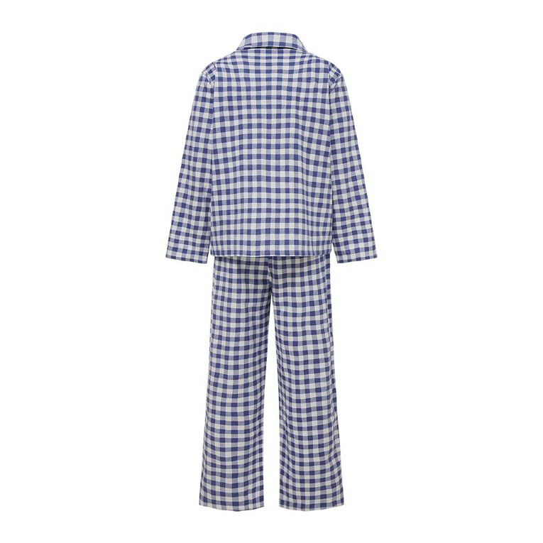 H&H Men's Button Up Flanelette Pyjama Set, Blue Mid, hi-res