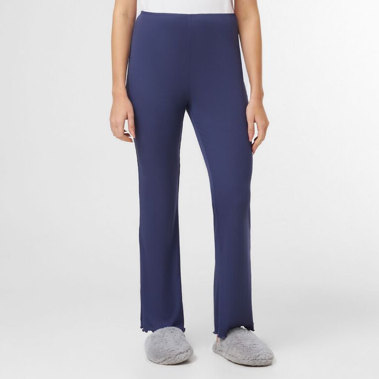 H&H Women's Rib Pyjama Pants, Blue Mid, hi-res