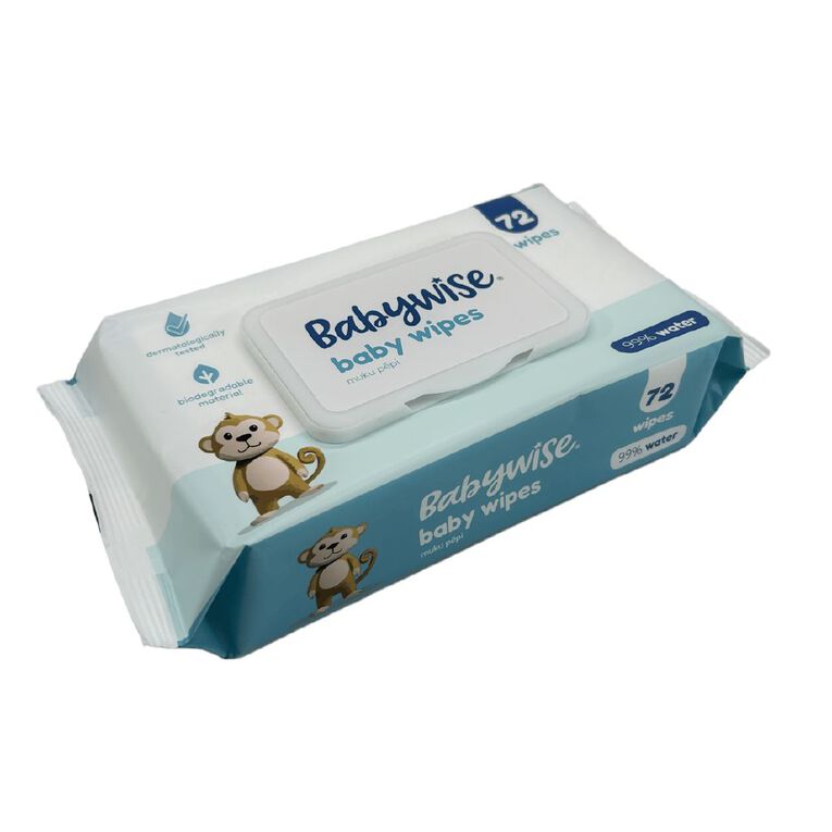 Babywise Wipes 99% Water Biodegradable 72 Pack, , hi-res