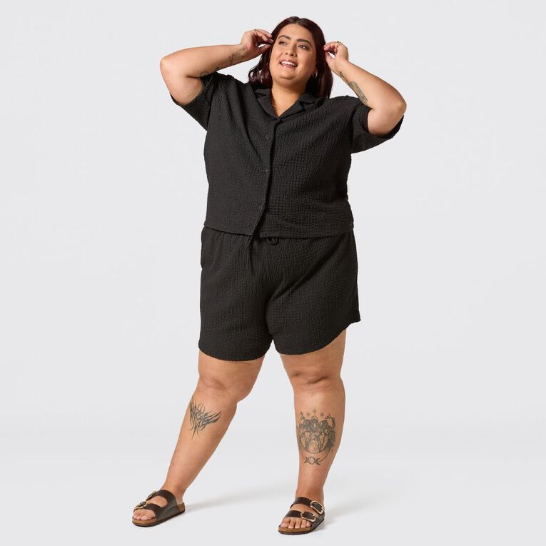 H&H Plus Women's Knit Resort Shorts, Black, hi-res