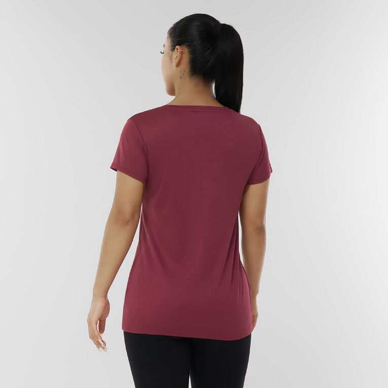 Active Intent Women's Cooldry Tee, Red Dark, hi-res