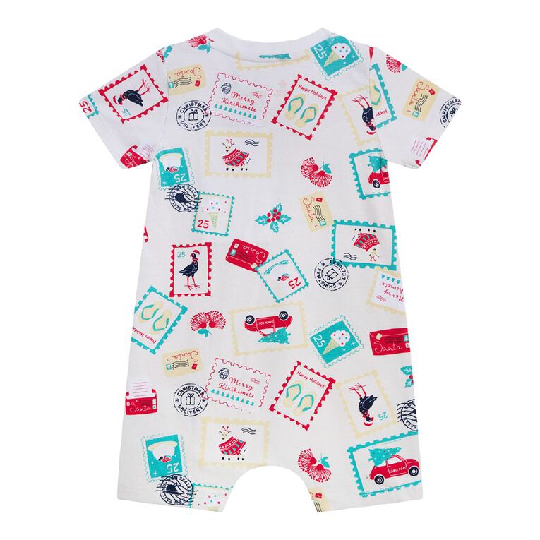 Young Original Babies' Short Sleeve Zip-Thru Christmas All-in-One, Cream, hi-res