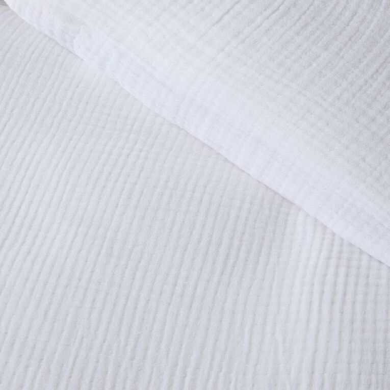 Living & Co Duvet Cover Set Cotton Muslin White Super King, , hi-res