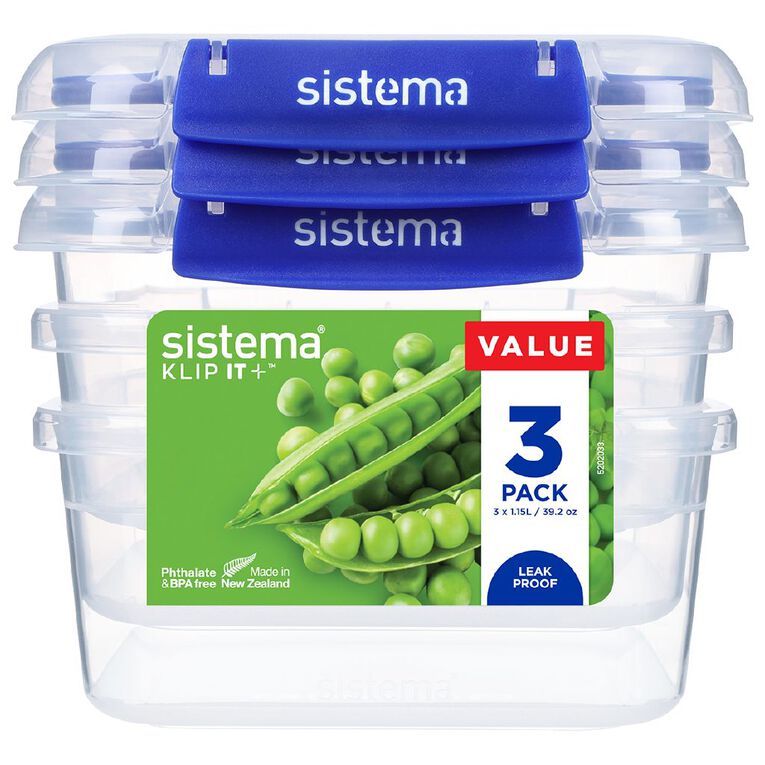 Sistema Klip It Plus Square 3 Pack Assorted 1.15L, , hi-res