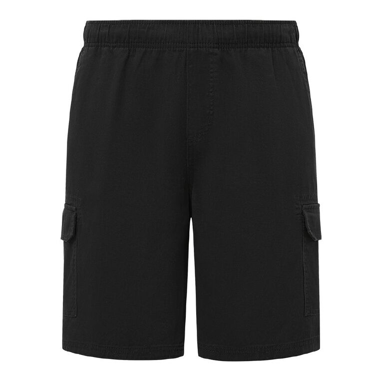 H&H Men's Elasticated Waist Cargo Shorts, Black, hi-res