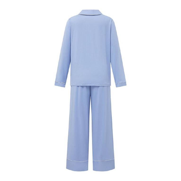H&H Women's Comfy Button Up Pyjama Set, Blue Light, hi-res