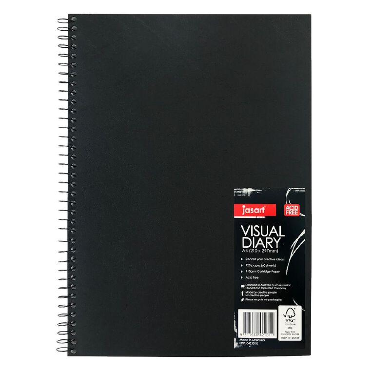 Jasart Visual Diary 110GSM Black A4, , hi-res