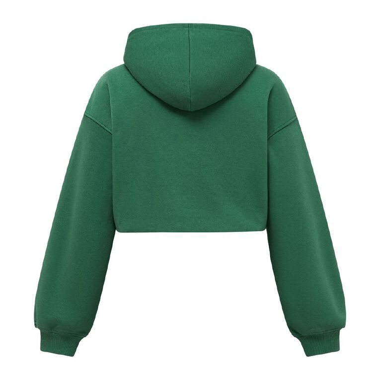 H&H Women's Long Sleeve Bubble Hem Hoodie, Green Mid, hi-res