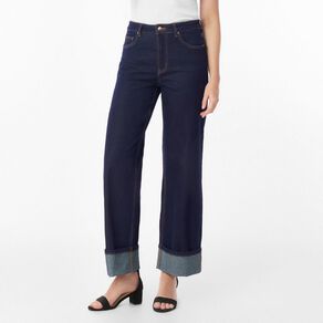 H&H Women's Wide Leg Turn Up Jean