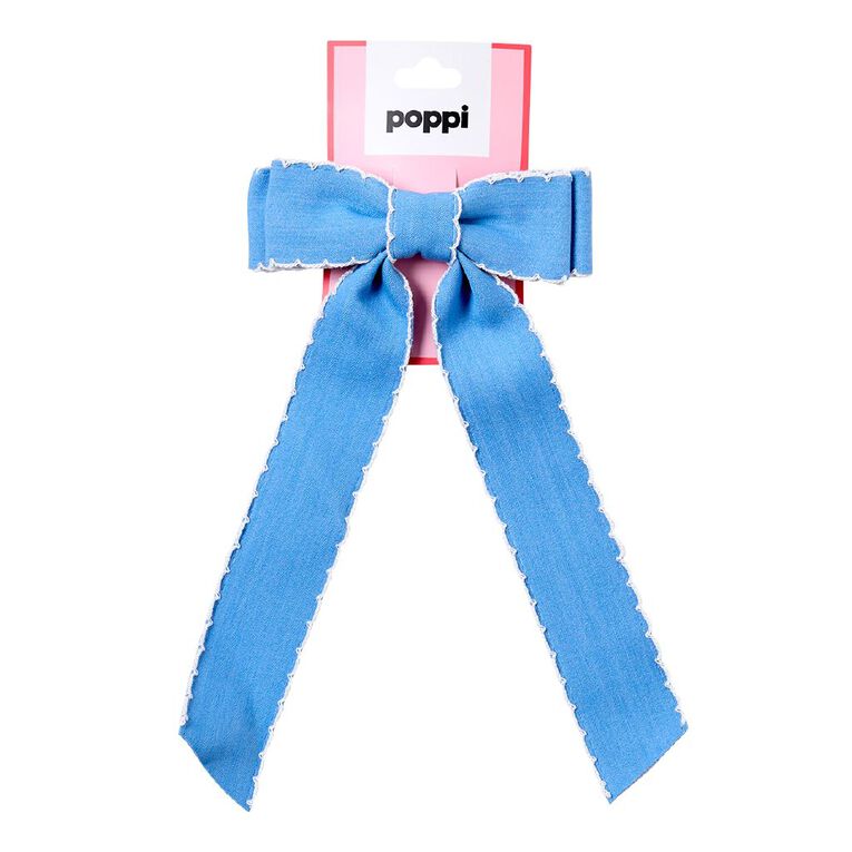 Poppi Bow Hair Clip Denim, , hi-res