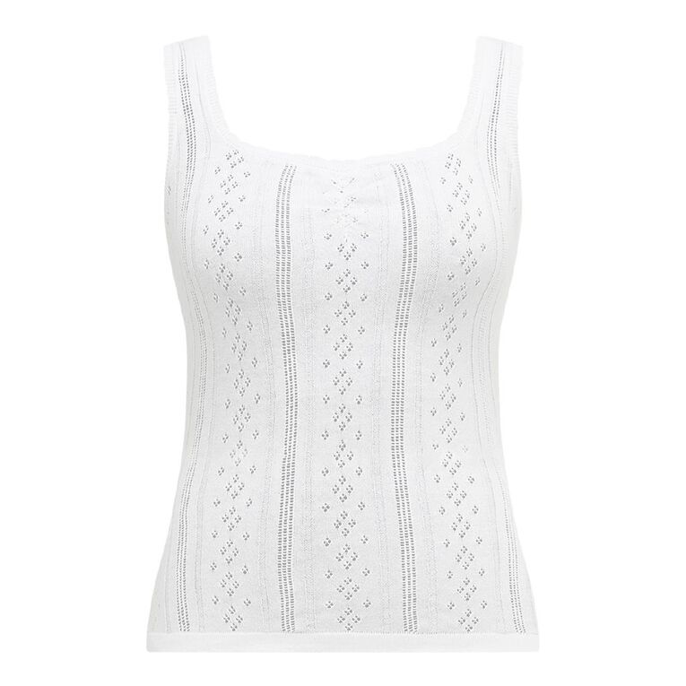 BRDRLESS Pointelle Cami, White, hi-res