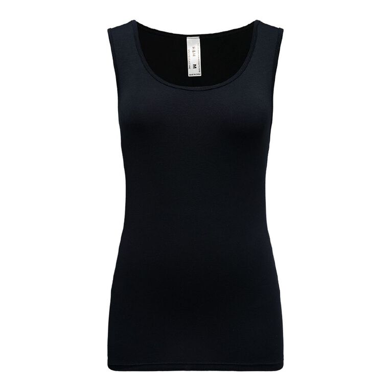 H&H Women's Soft Touch Singlet, Black, hi-res