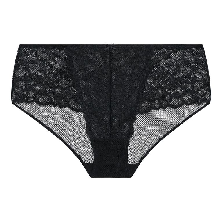 H&H Women's Molly Midi Lace Briefs, Black, hi-res