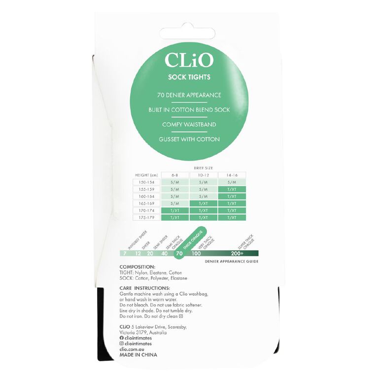 Clio Women's Tights 70 Denier 1 Pack, Black, hi-res