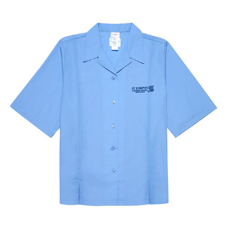 Schooltex St Joseph's Onehunga Short Sleeve Blouse with Embroidery, Blue Mid, hi-res