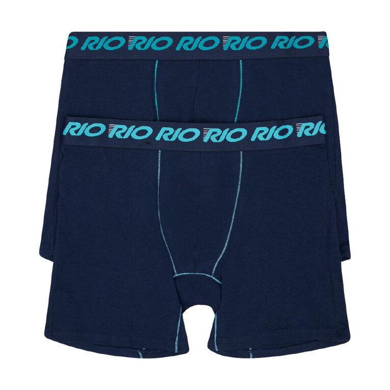Rio Men's Active Long Leg Trunks 2 Pack, Navy, hi-res