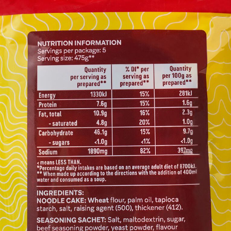 Market Kitchen Instant Noodles Beef 5 Pack, , hi-res