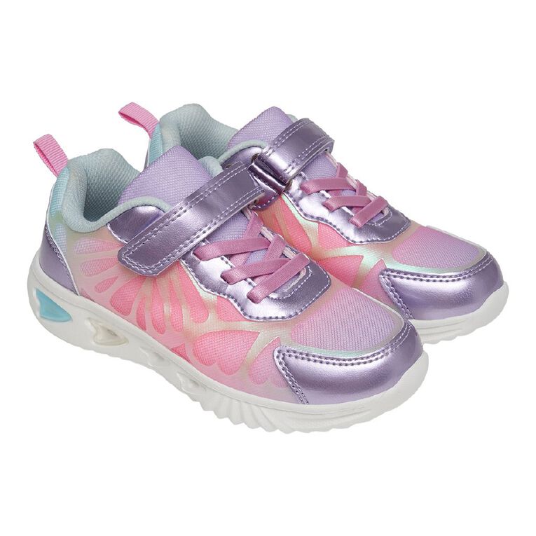 Young Original Senior Kids' Butterfly Light Up Sneakers, Purple Light, hi-res