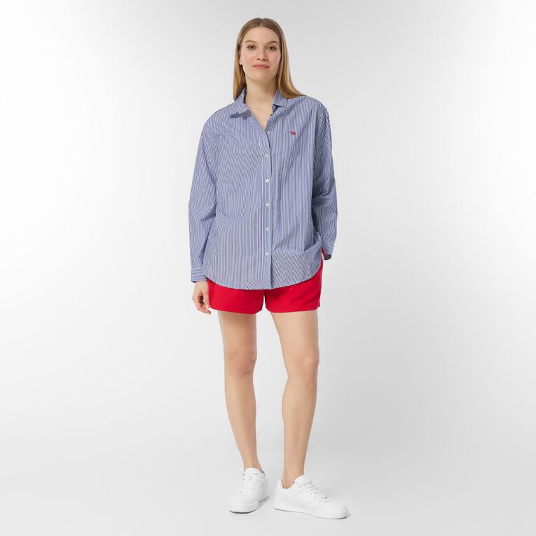 H&H Women's Long Sleeve Embroidery Shirt, Blue/White, hi-res