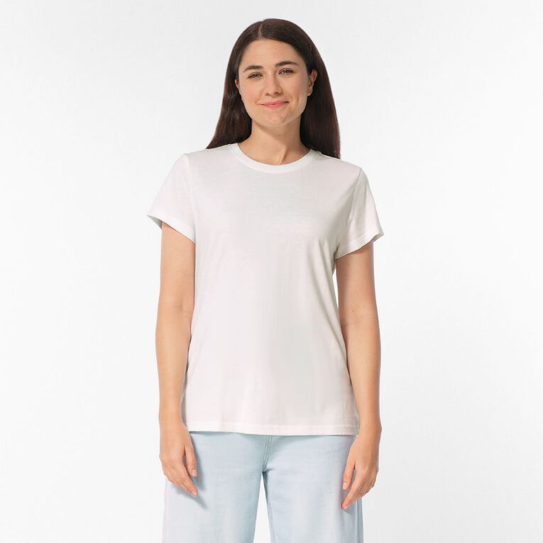 H&H Women's Essential Short Sleeve Crew Neck Tee, White, hi-res