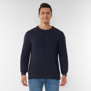 H&H Men's Crewneck Fisherman Rib Pullover