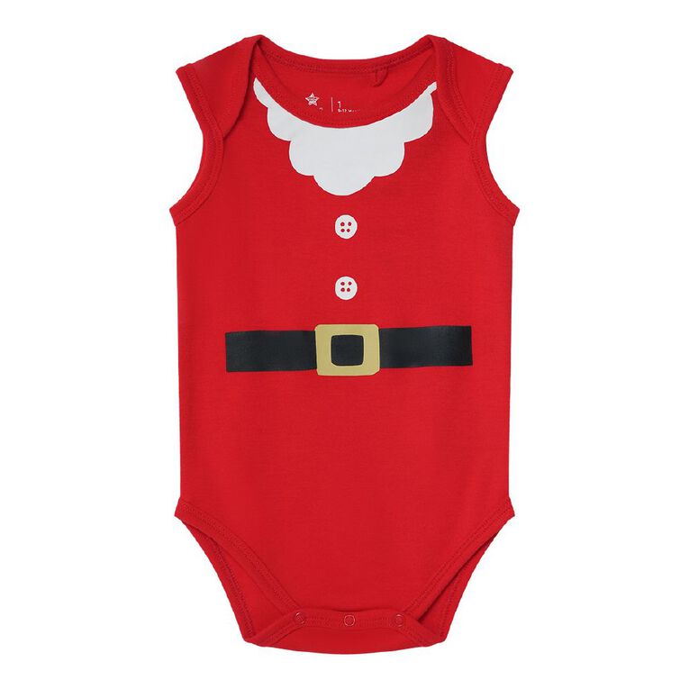 Young Original Baby Sleeveless Christmas Bodysuit, Red Mid, hi-res