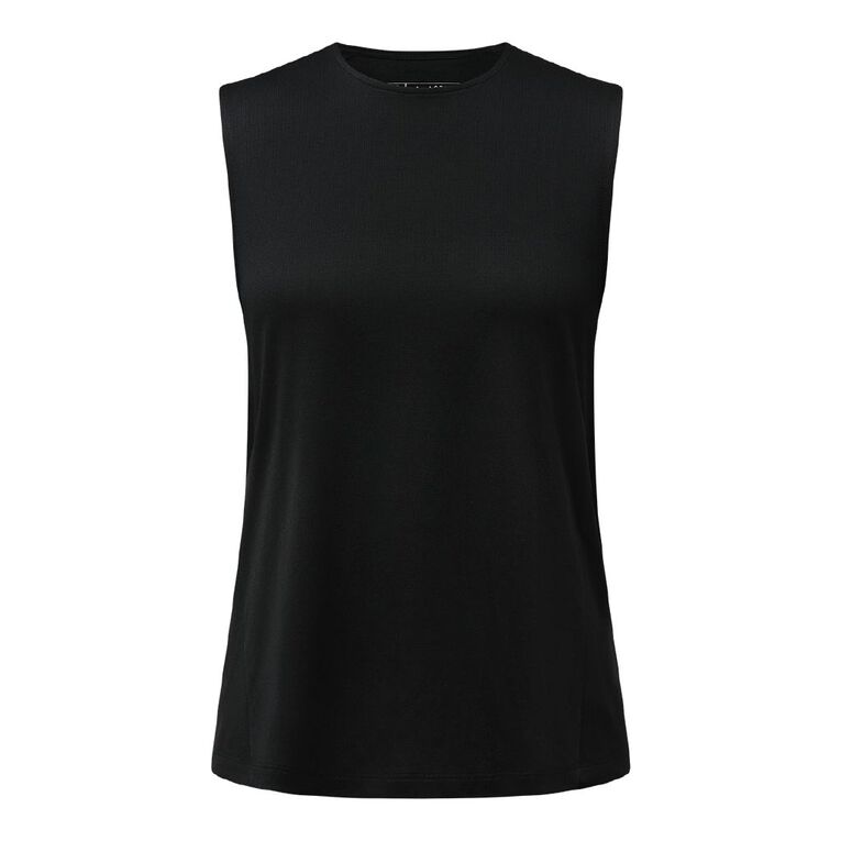 Active Intent Women's Side Angled Tank, Black, hi-res
