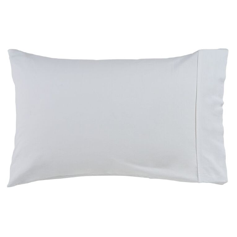 Living & Co 100% Washed Cotton 2 Pack Pillowcase White 48cm x 73cm, White, hi-res