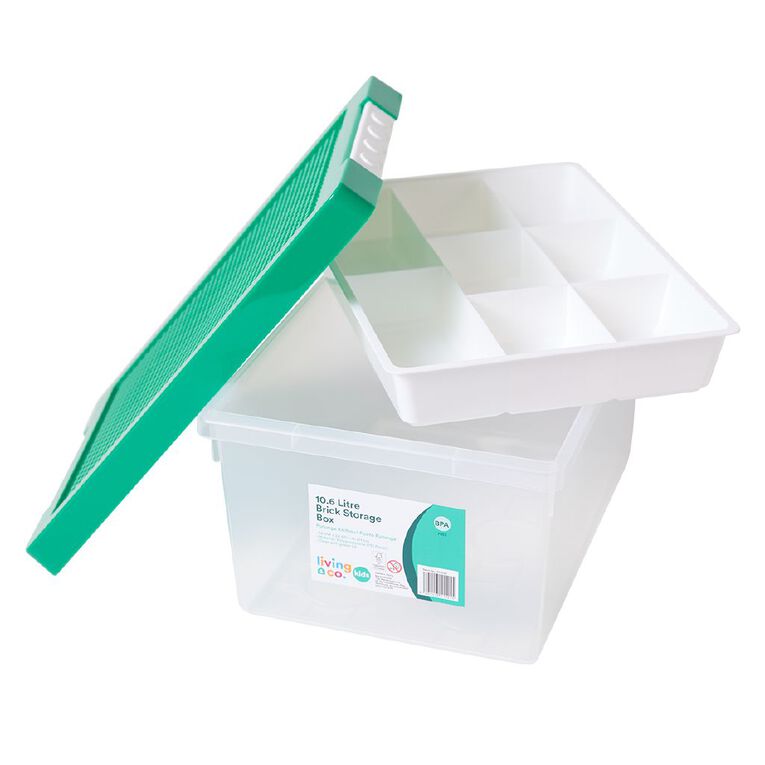 Living & Co Kids Brick 10.6L Storage Bin Green, , hi-res